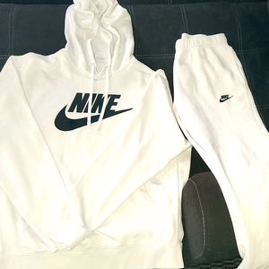 All white Nike sweat suit